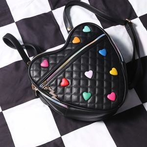 UNUSED Laser Kitten Heart Shaped Quilted Backpack